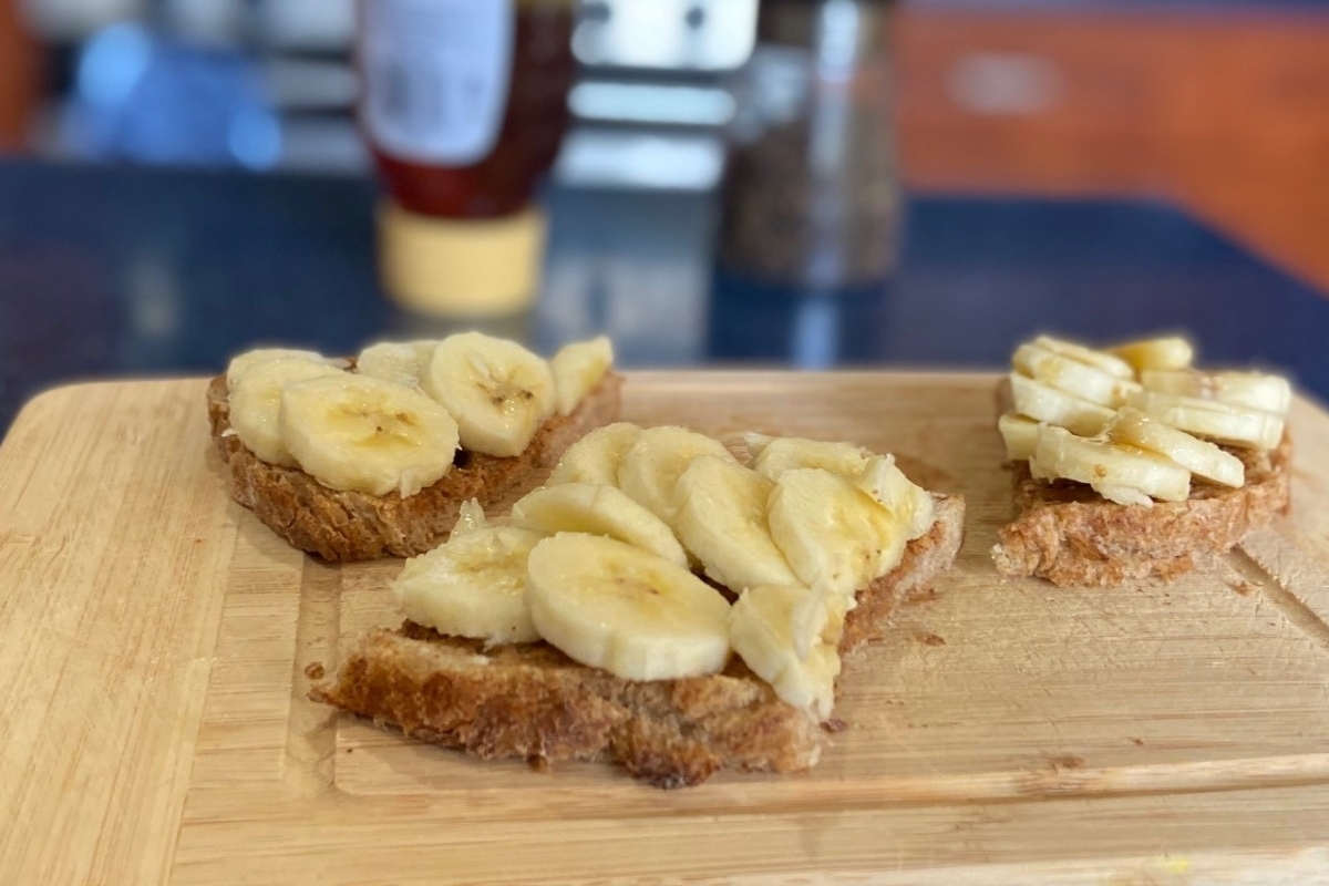 Almond butter and banana sandwiches